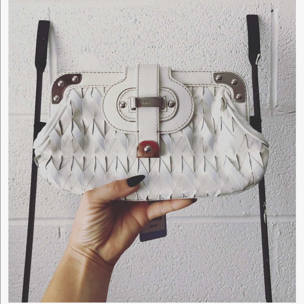 Rafe New York White Woven Clutch NWT